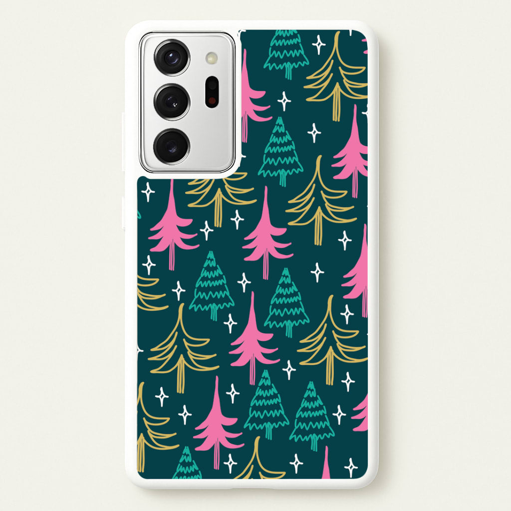 Colourful Sketched Christmas Trees Pattern Galaxy Note 20 Ultra Case
