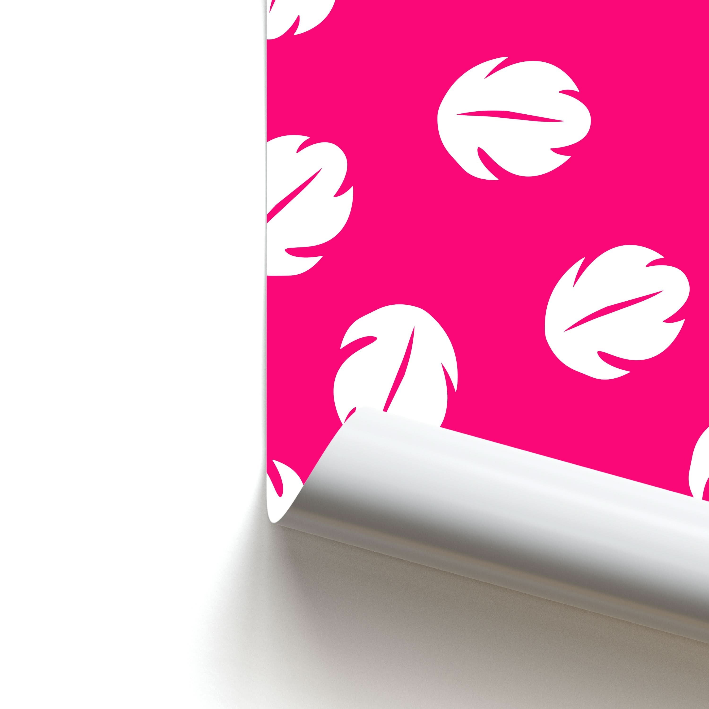 Red And White Cartoon Leaves Pattern Poster