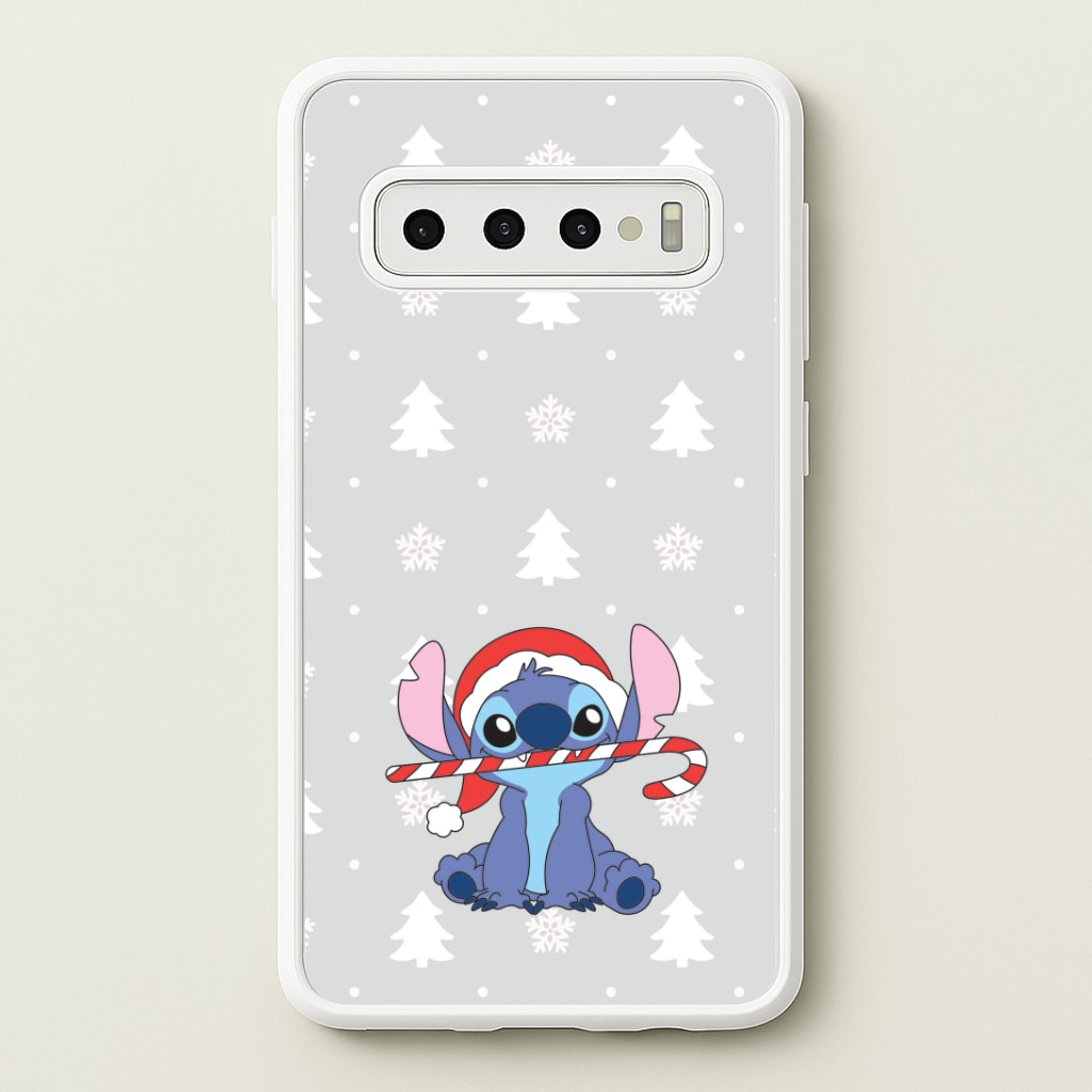 Cute Blue Alien Candycane Galaxy S10 Plus Case