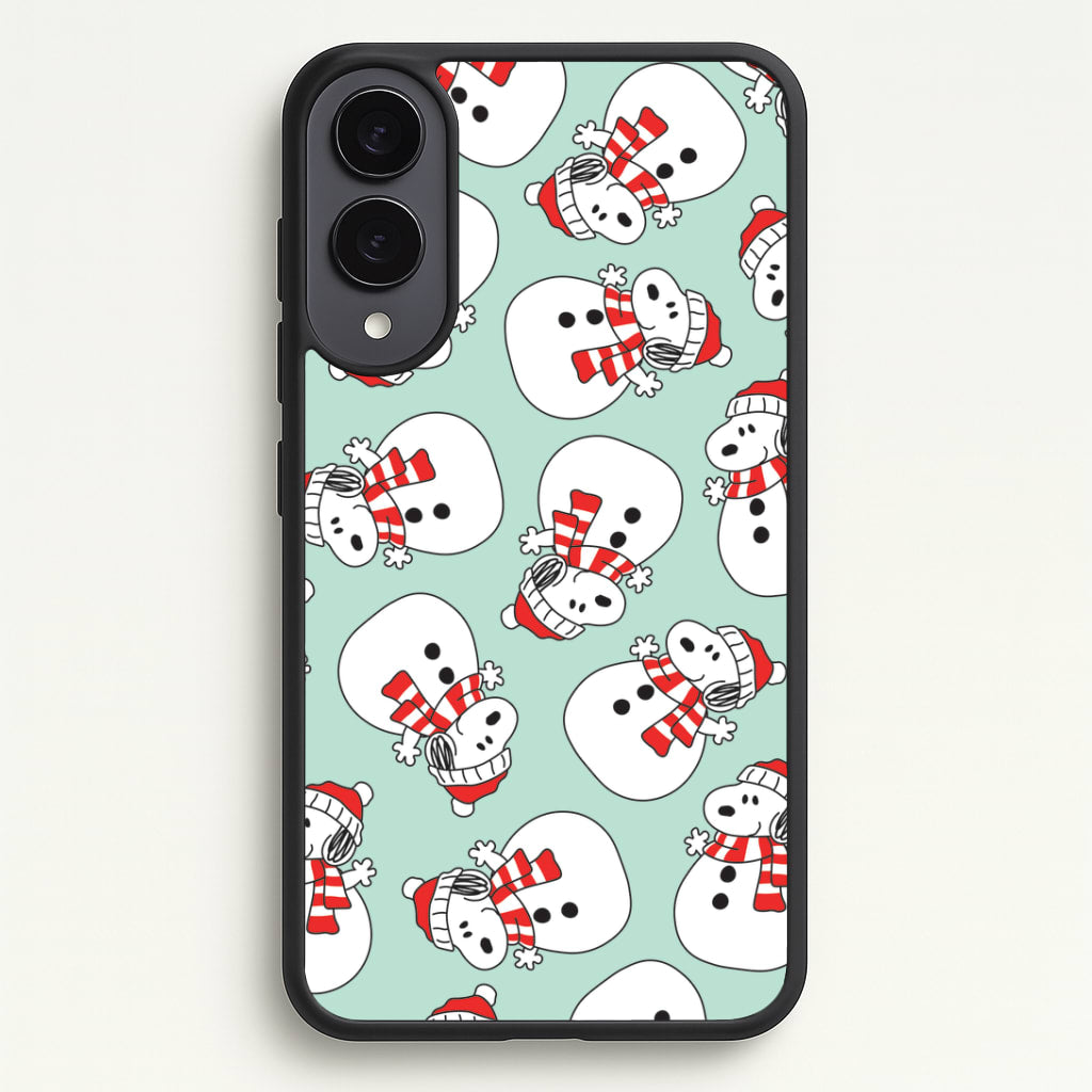 Cartoon Beagle Snowman Pattern Galaxy S25 Edge Case