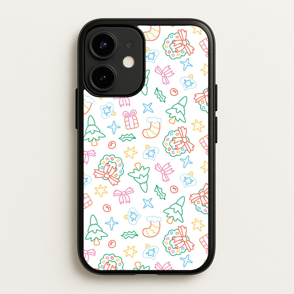 Neon Christmas Icons Pattern II iPhone 12 Mini Case