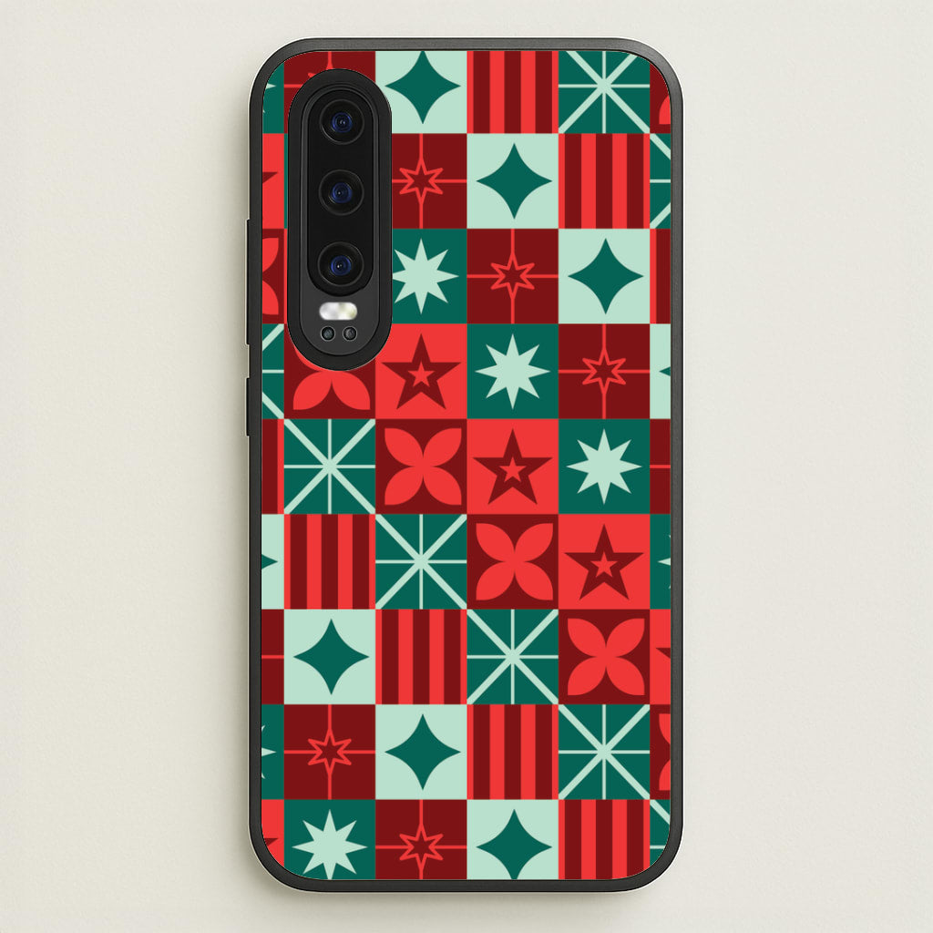 Geometric Square Christmas Pattern Huawei P30 Case