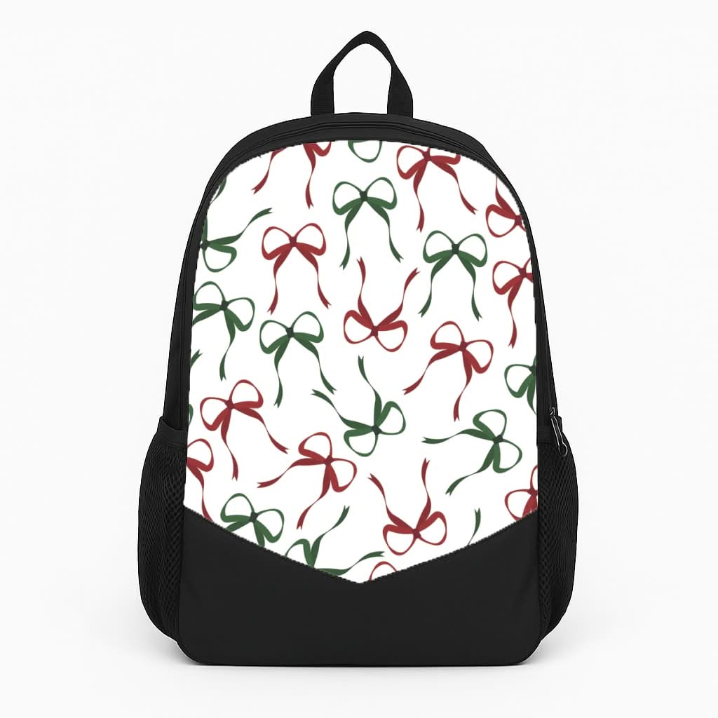 Red And Green Coquette Christmas Bows Pattern Backpack