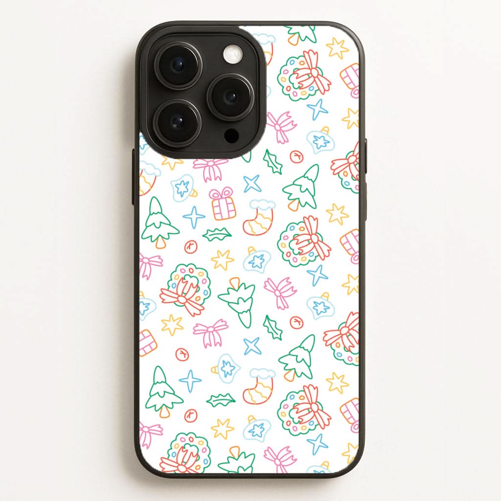 Neon Christmas Icons Pattern II Phone Case for Apple iPhone, Samsung Galaxy, Huawei and Google Pixel