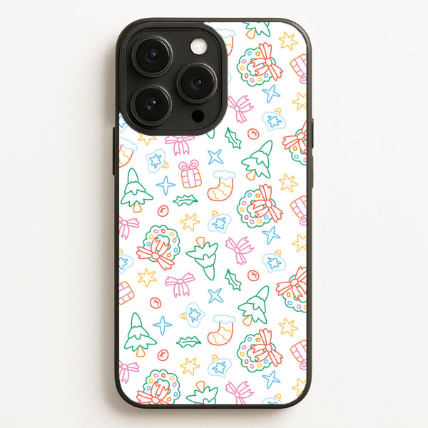 Neon Christmas Icons Pattern II iPhone 16 Pro Max Case