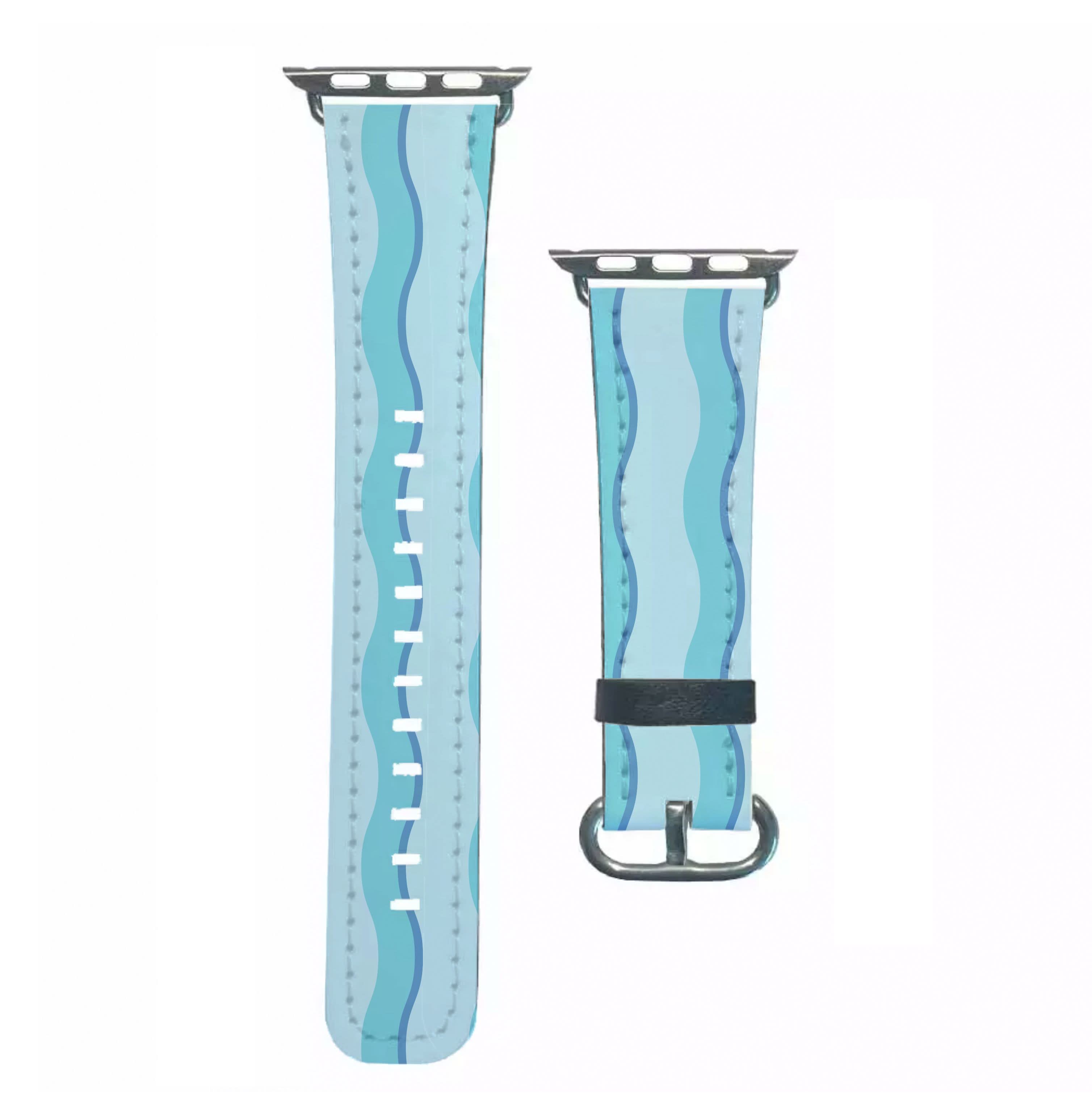 Blue Wavy Stripes Pattern Apple Watch Strap