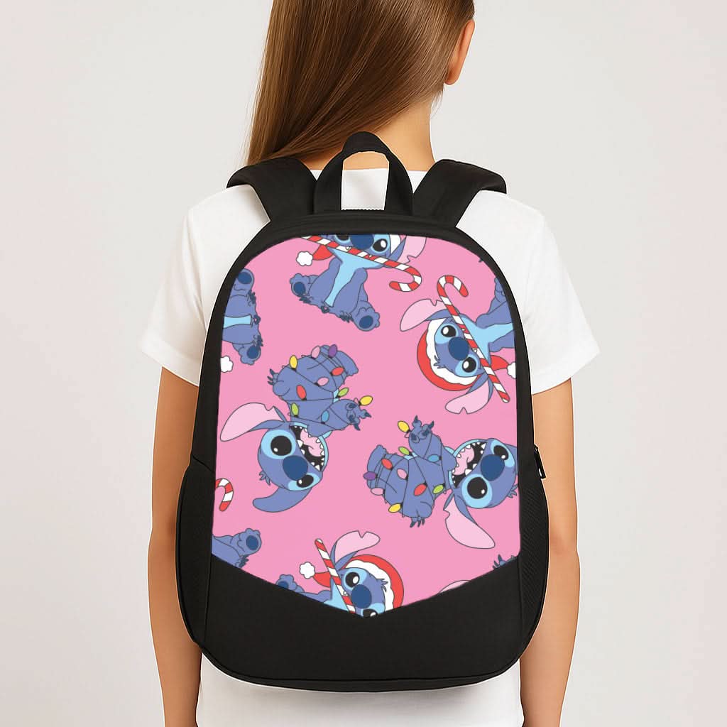 Christmas Cute Blue Alien Pattern School Bag