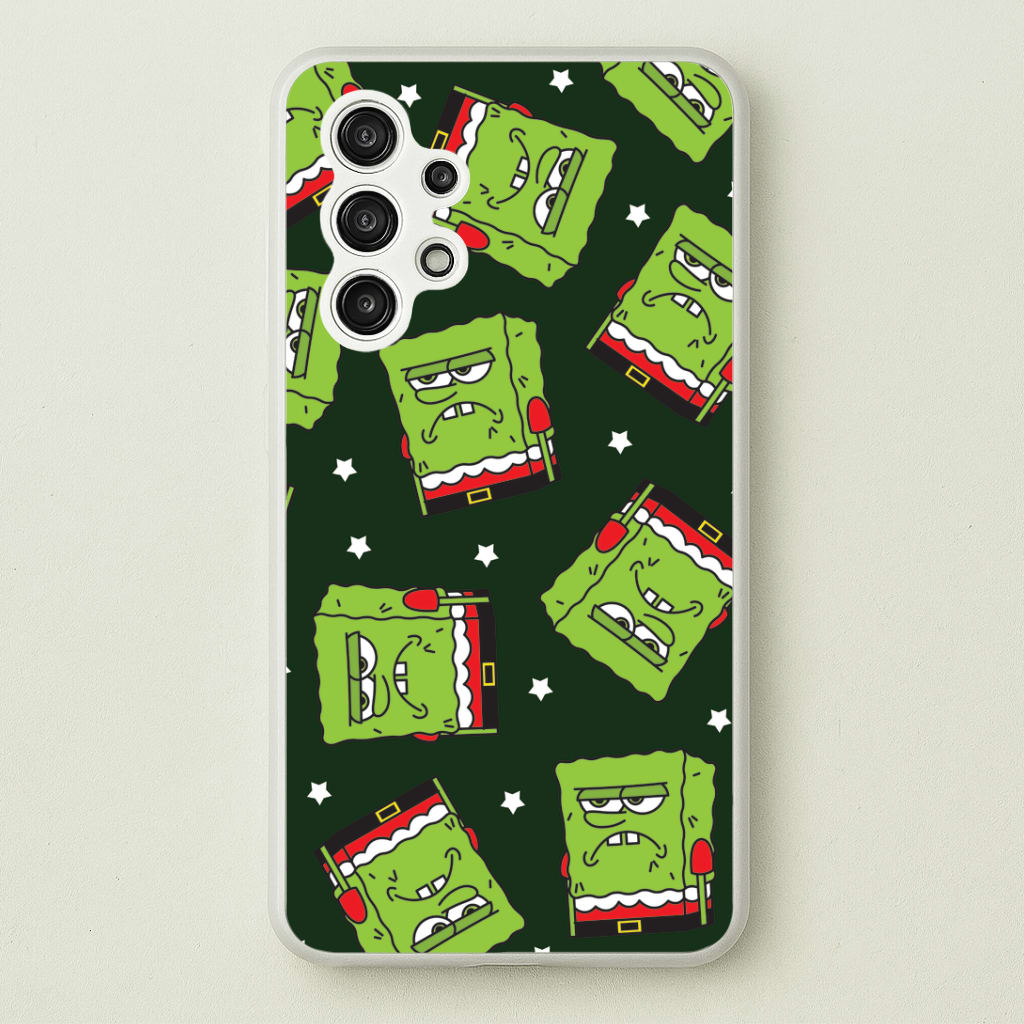 Grumpy Christmas Cartoon Sponge Pattern Galaxy A13 Case