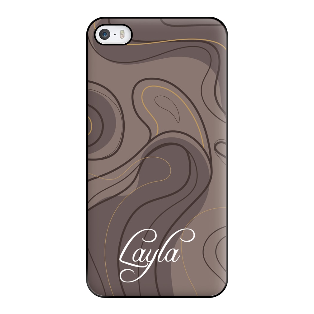 Brown Marble Waves Personalised Name iPhone 5 / 5s / SE 2016 Case