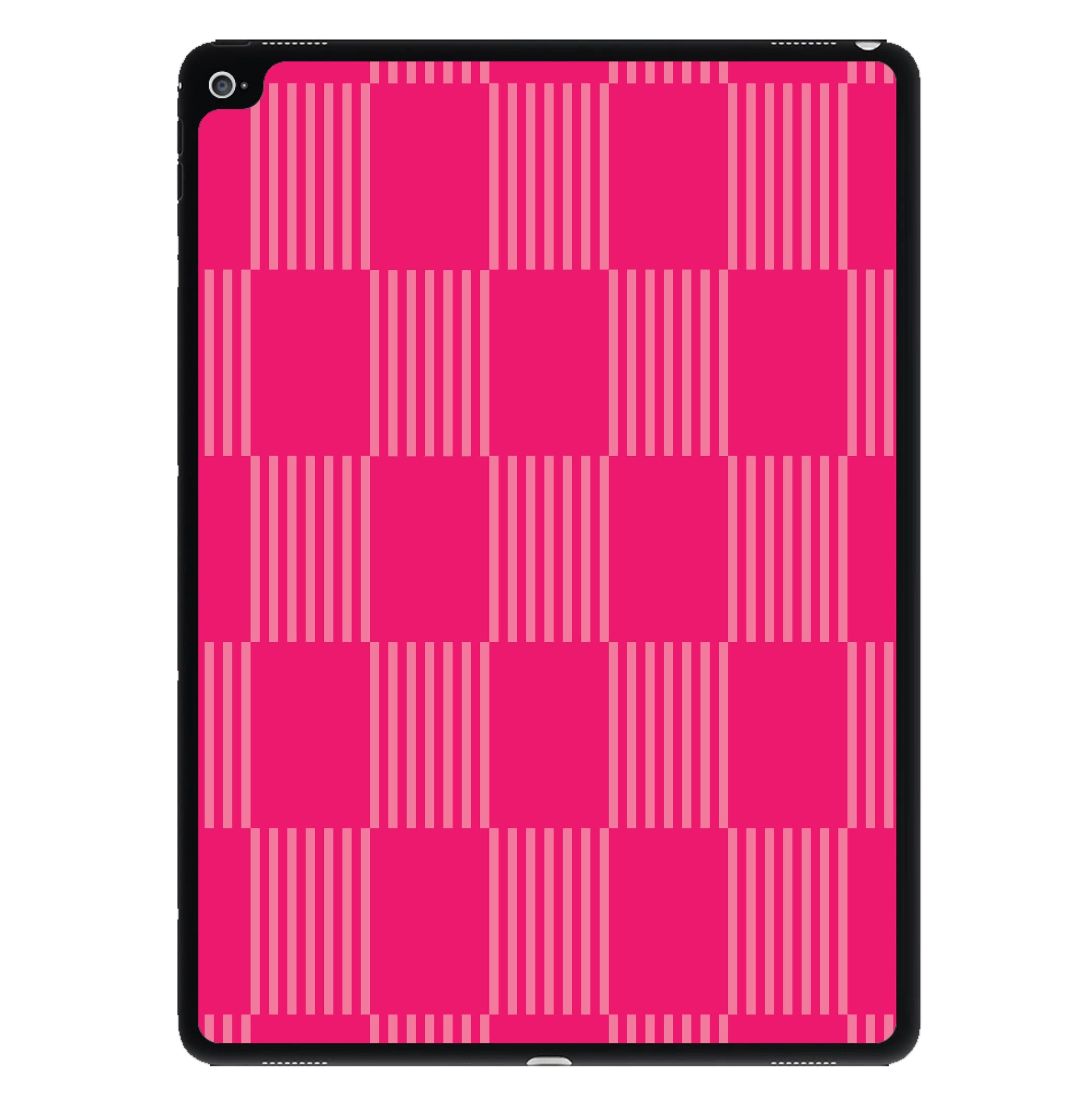 Neon Pink Checkered Abstract Pattern iPad Case