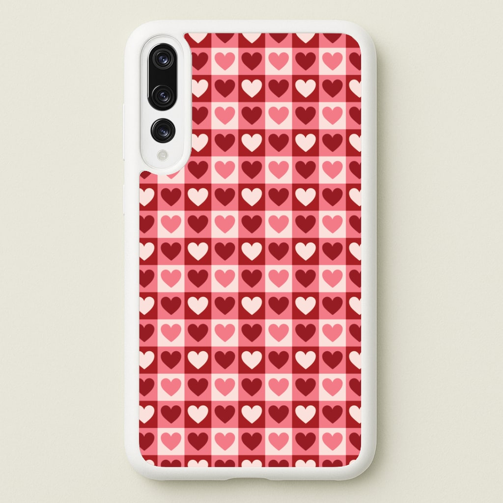 Pink Tartan Love Hearts Pattern Huawei P20 Pro Case