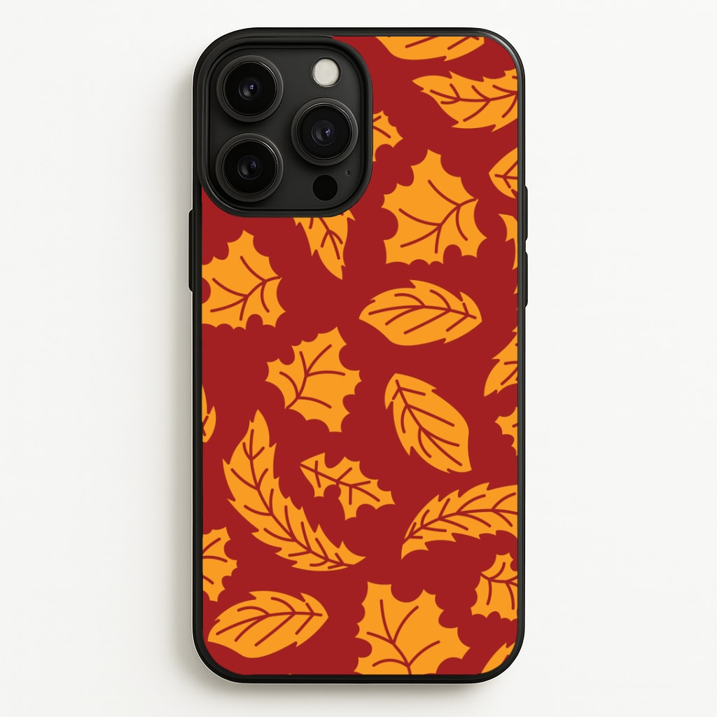 Orange Leaves Pattern iPhone 13 Pro Max Case