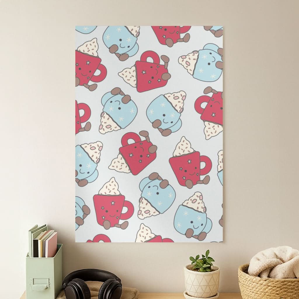 Christmas Drinks Plushies Pattern Poster