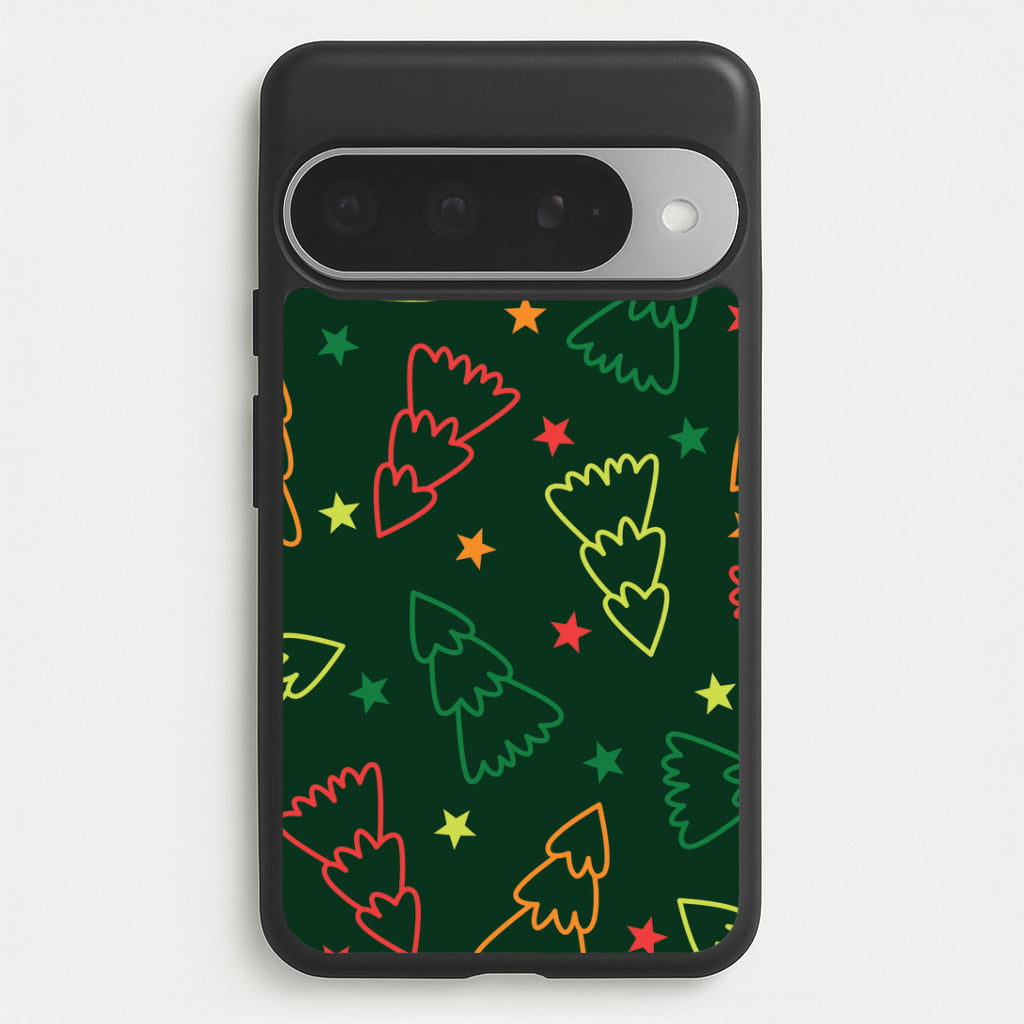 Colourful Christmas Tree Outlines Pattern Google Pixel 10 Pro XL Case