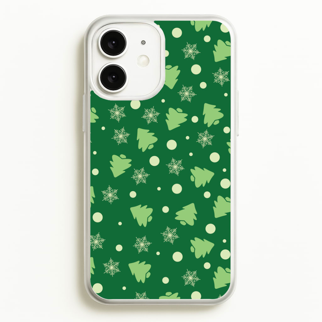Cartoon Christmas Trees And Snowflakes Pattern iPhone 11 Case