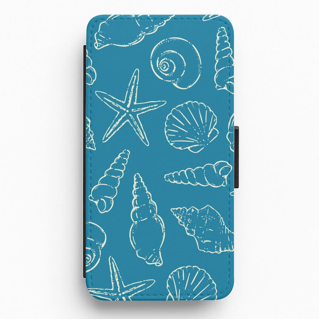 Sketched Shells Pattern Flip / Wallet Phone Case
