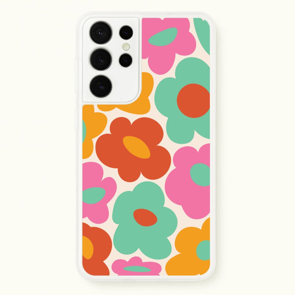 Abstract Trippy Retro Flowers Galaxy S21 Ultra Case