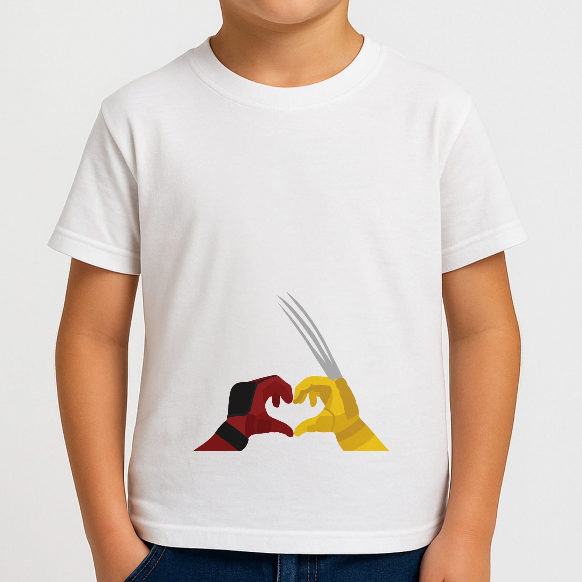 Red And Yellow Heroes Love Heart Boys T-Shirt