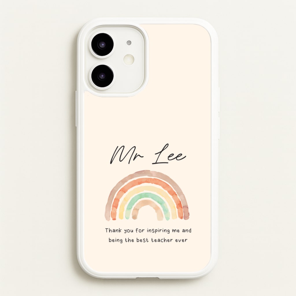 Biege Personalised Teacher Rainbow iPhone 12 Mini Case