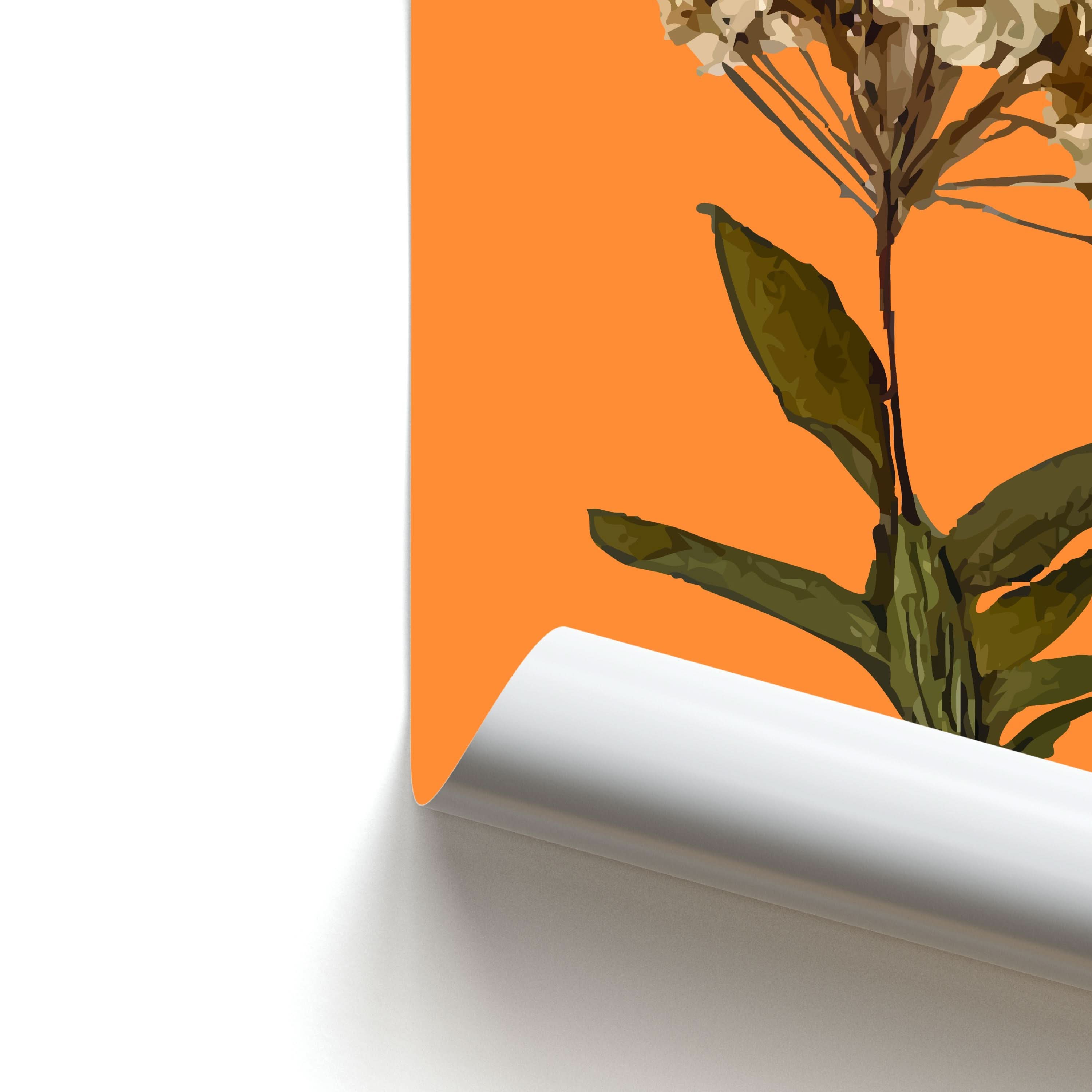 Bright Orange Pressed Flower Poster