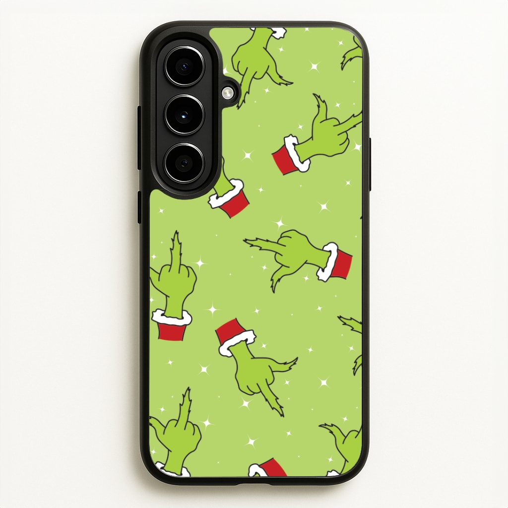 Green Middle Finger Christmas Pattern Galaxy A56 Case