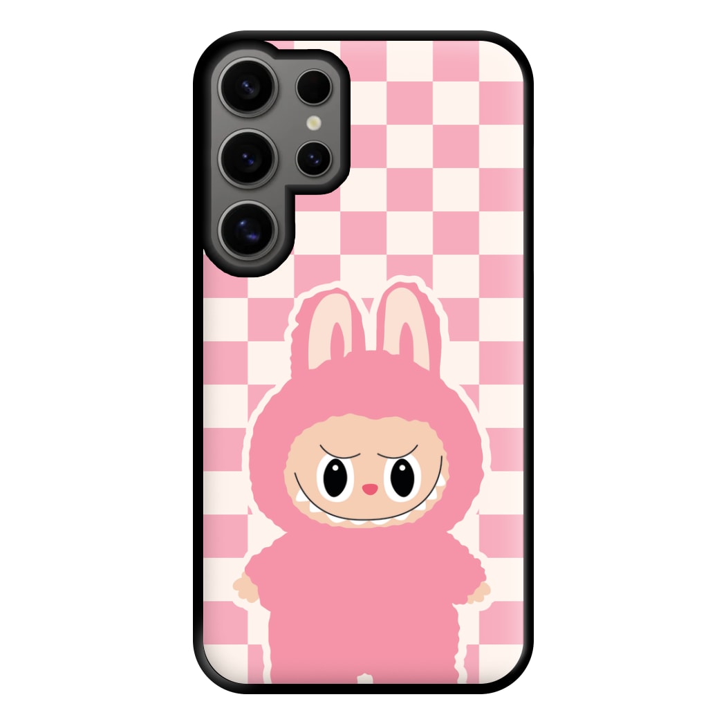 Checkered Cute Pink Monster Galaxy S24 Ultra Case