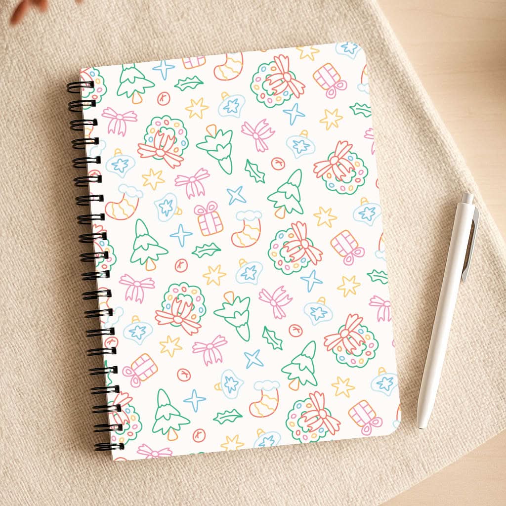 Neon Christmas Icons Pattern II Notepad