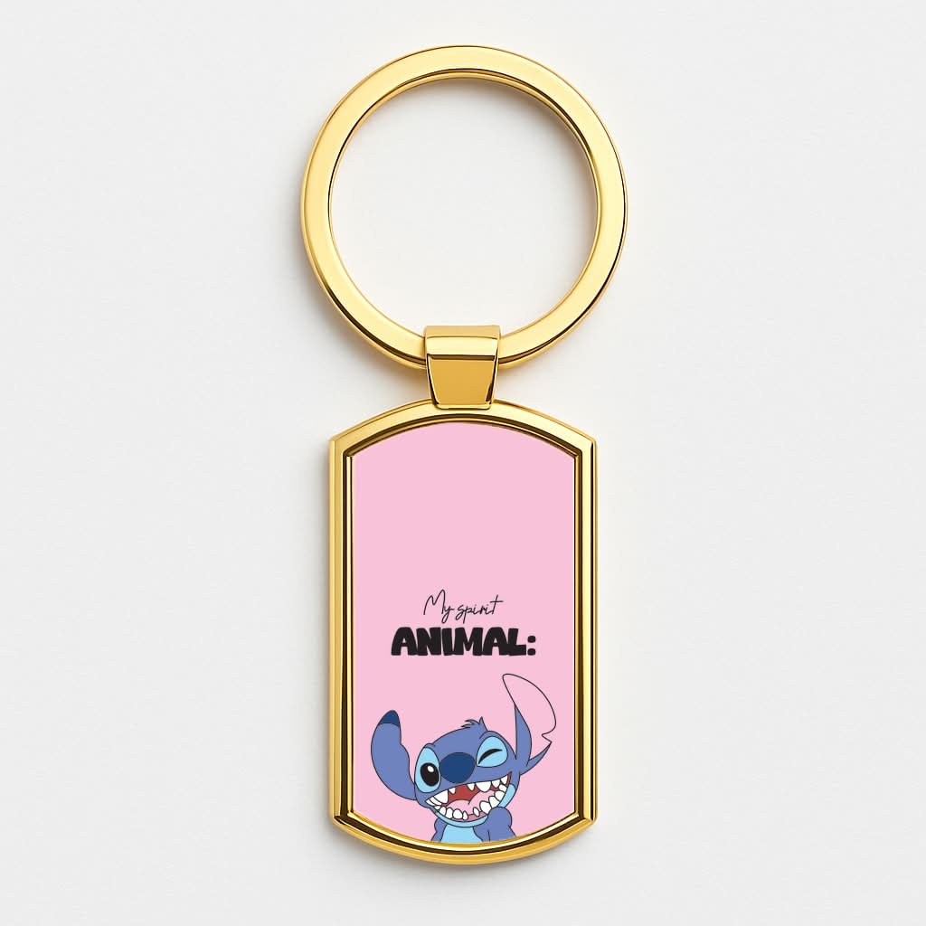 My Sprit Animal Blue Alien Gold Keyring