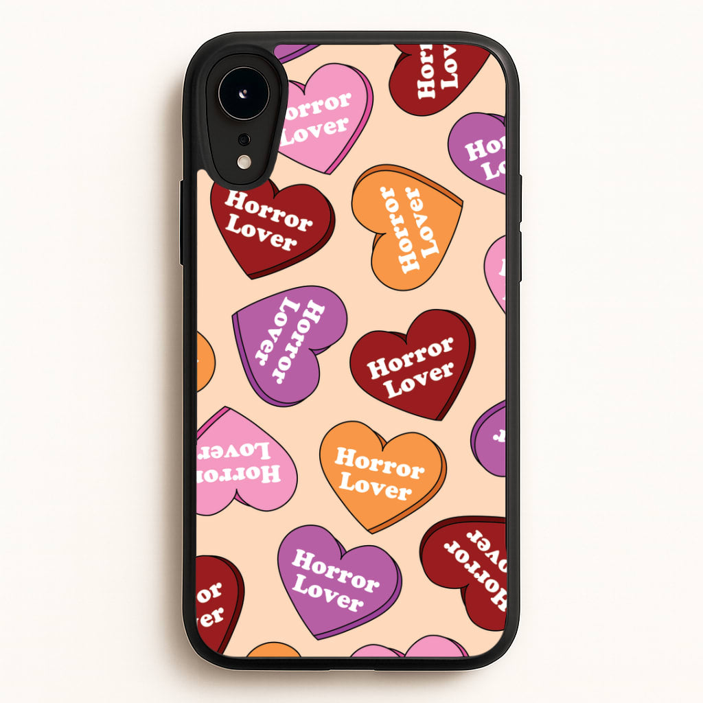 Horror Lover Hearts Pattern iPhone XR Case