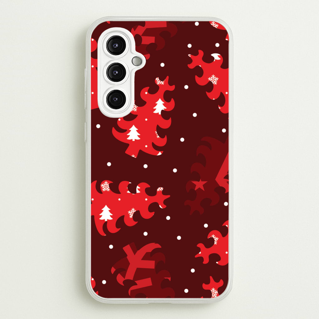 Wrapping Paper Christmas Tree Pattern Galaxy A14 Case