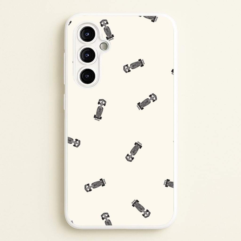 Race Cars Pattern Off White Galaxy A54 Case