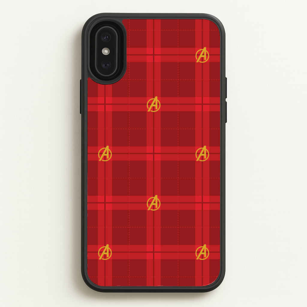 Superhero Team Red Tartan Pattern iPhone XS Max Case