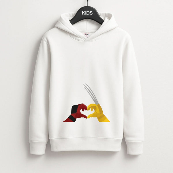 Red And Yellow Heroes Love Heart Kids Hoodie