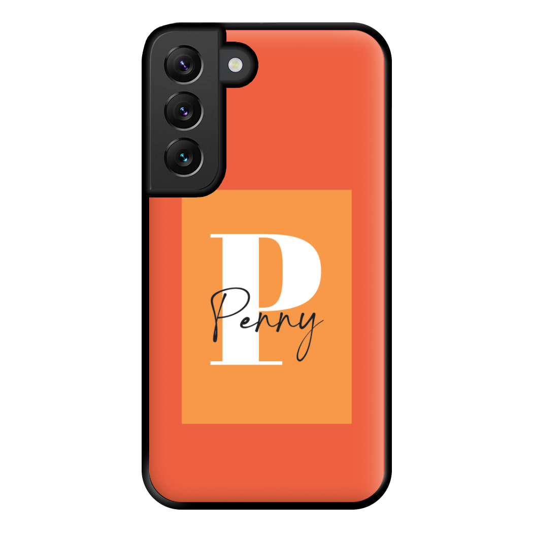 Orange Personalised Name Galaxy S22 Case