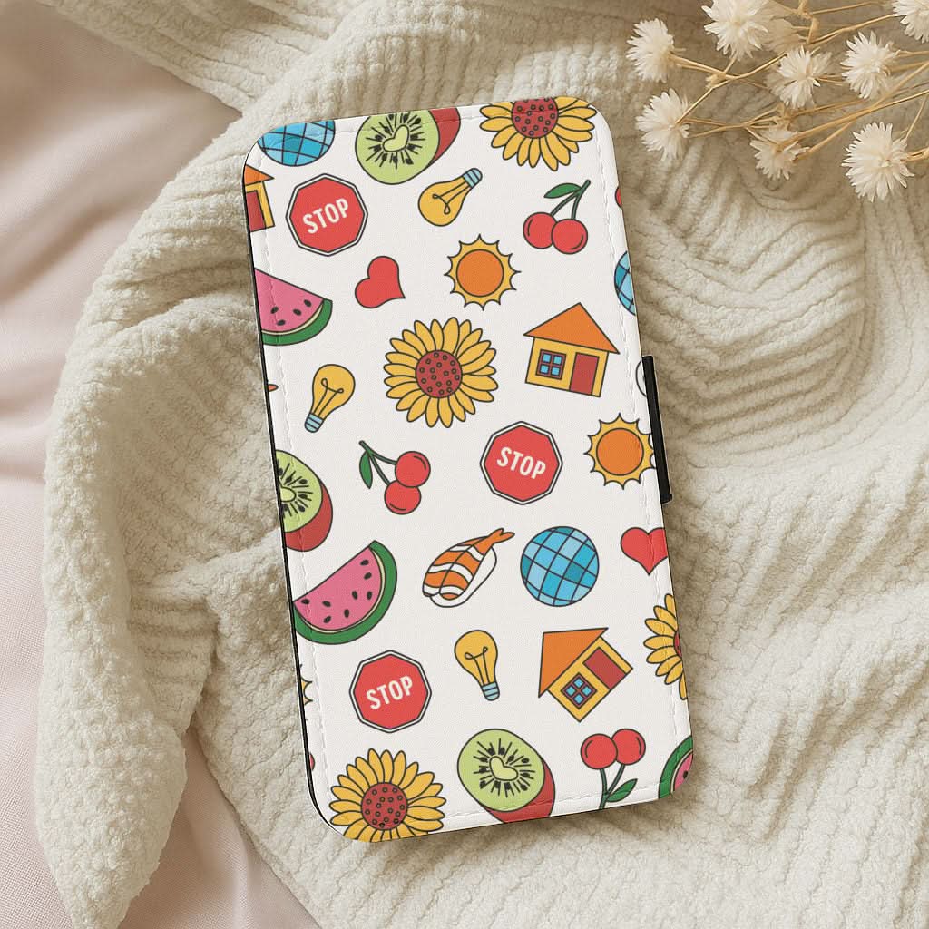 Harry Stickers Pattern Leather Phone Case