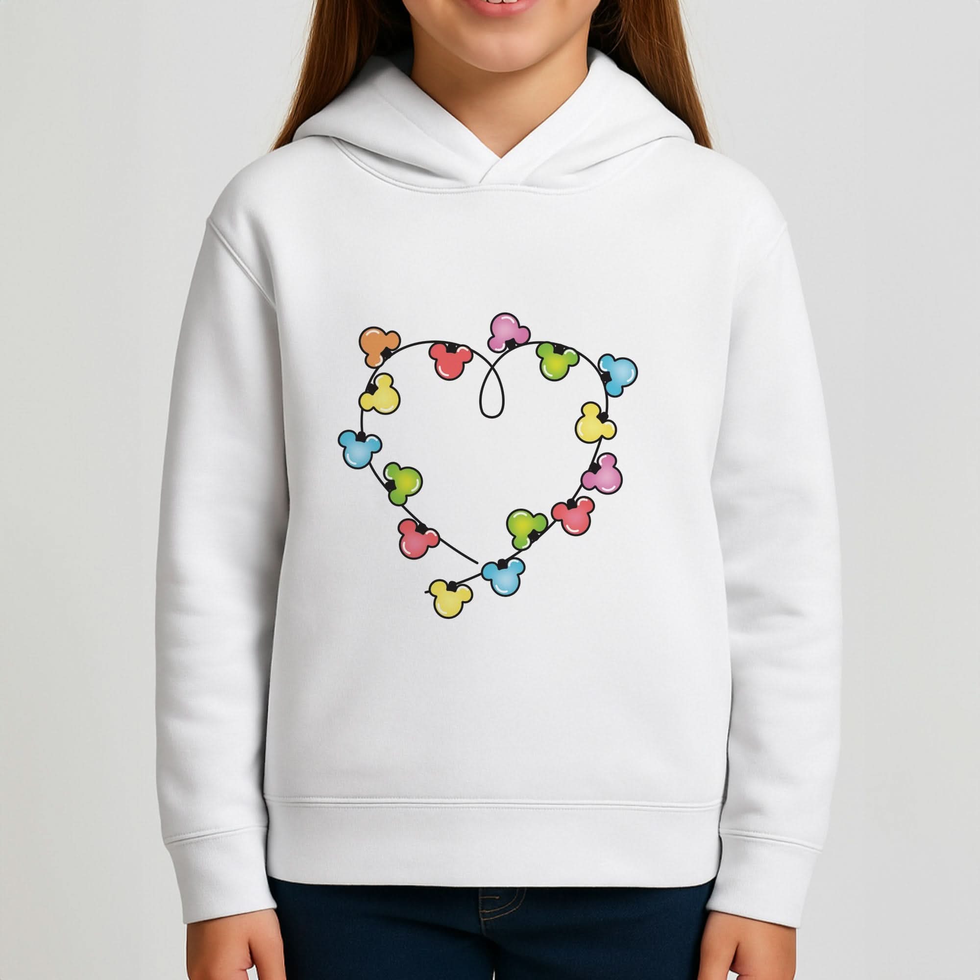 Cartoon Mouse Christmas Fairylights Heart Girls Hoodie