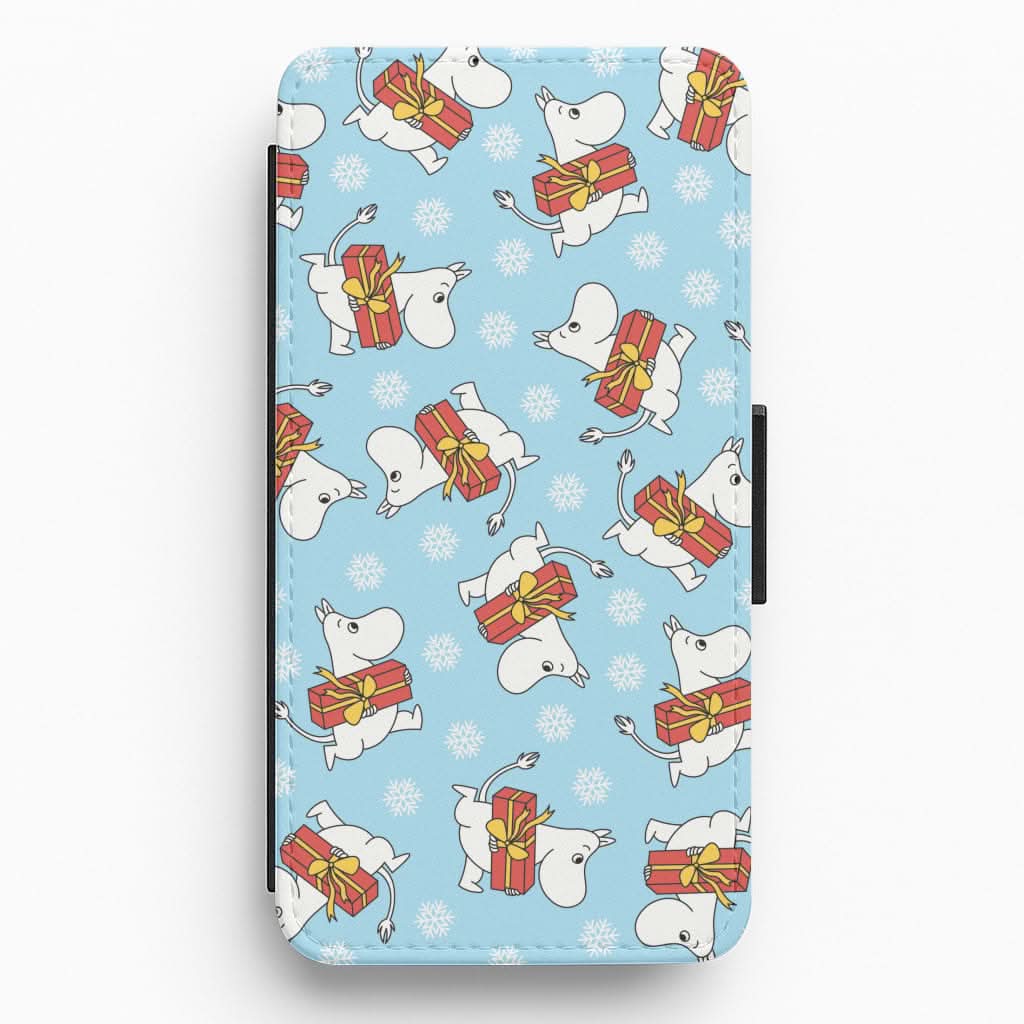 Present And Snowflakes Moom Pattern Flip / Wallet Phone Case