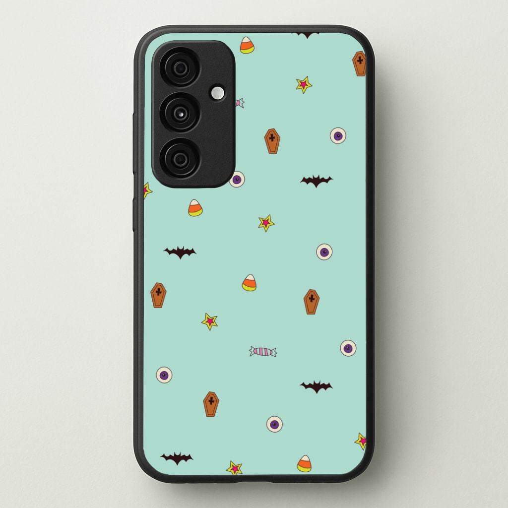 Minature Halloween Cartoons Pattern Galaxy A55 Case