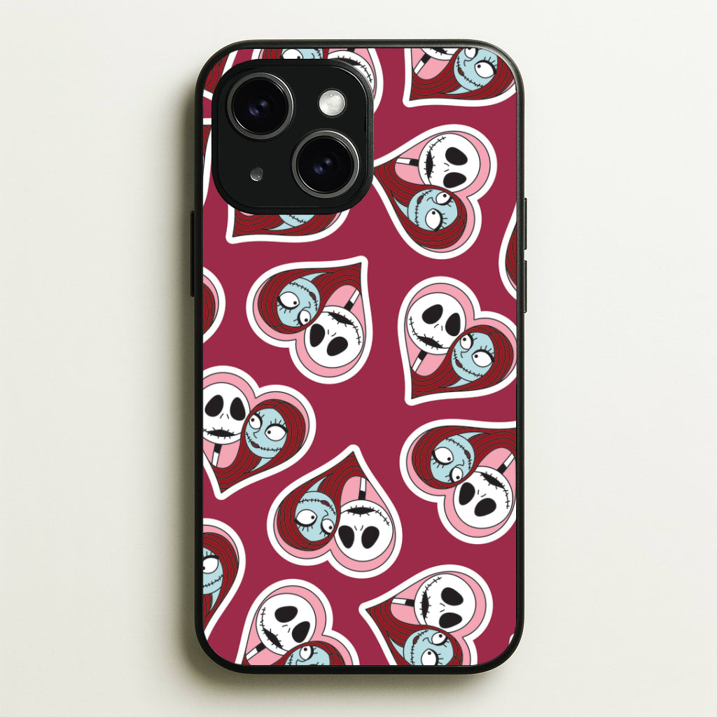 J And S Heart Pattern iPhone 14 Plus Case