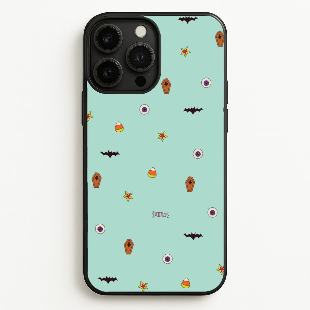 Minature Halloween Cartoons Pattern iPhone 13 Pro Case
