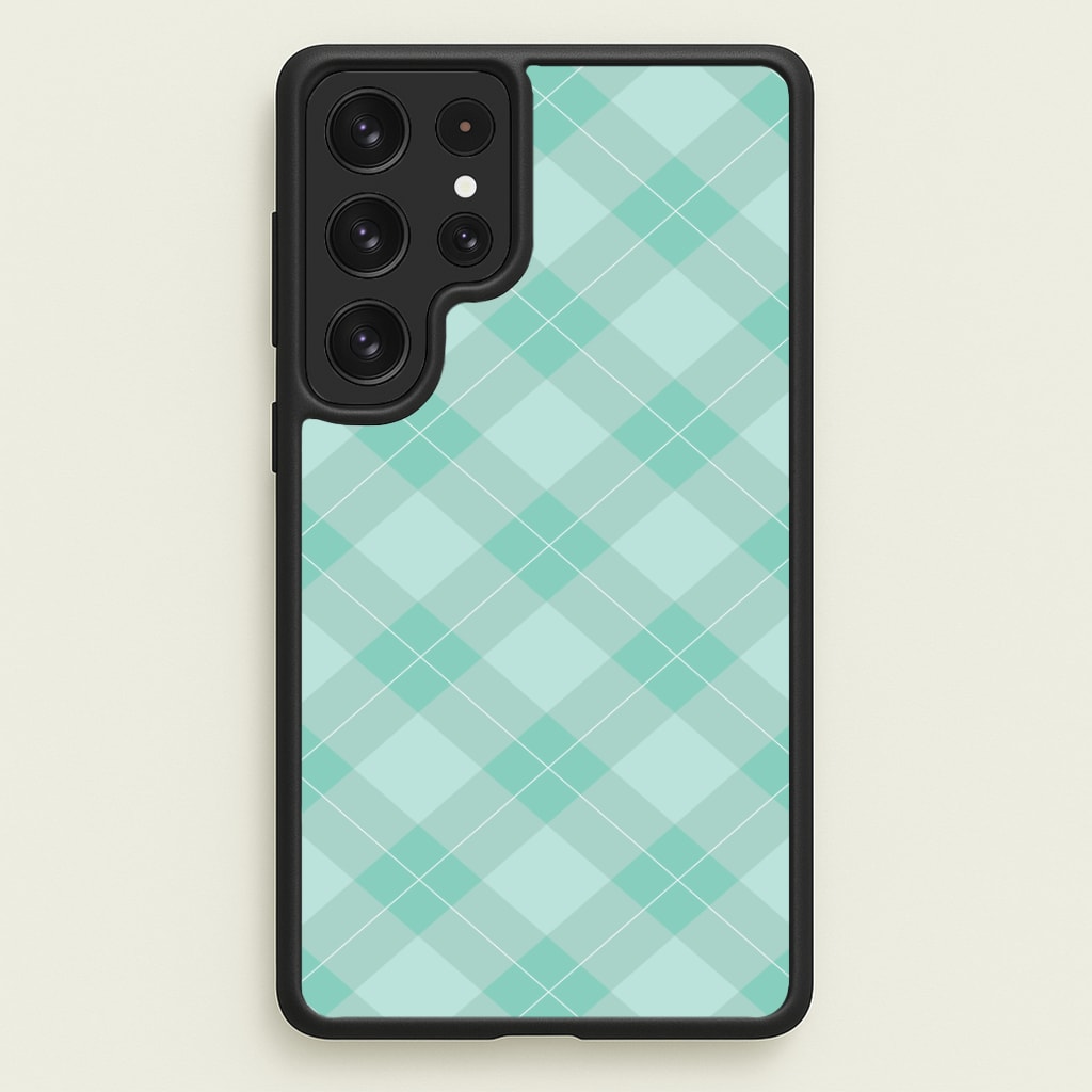 Light Cyan Tartan Christmas Pattern Galaxy S23 Ultra Case
