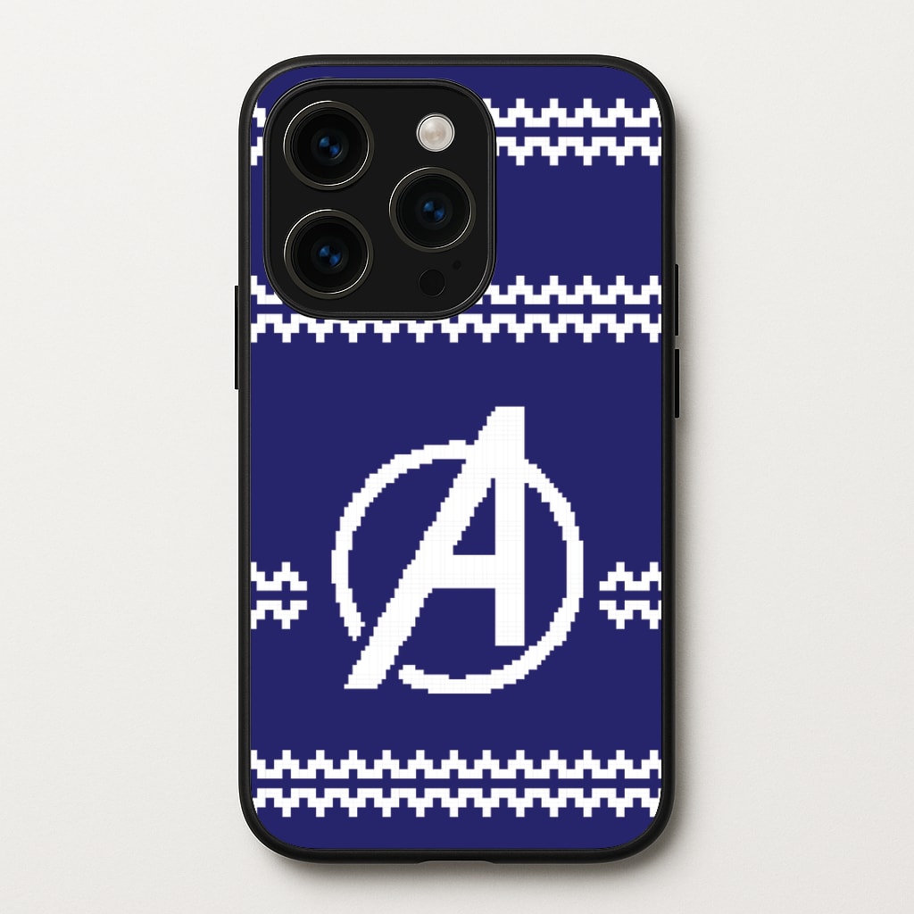 Superhero Team Blue Christmas Jumper iPhone 14 Pro Max Case