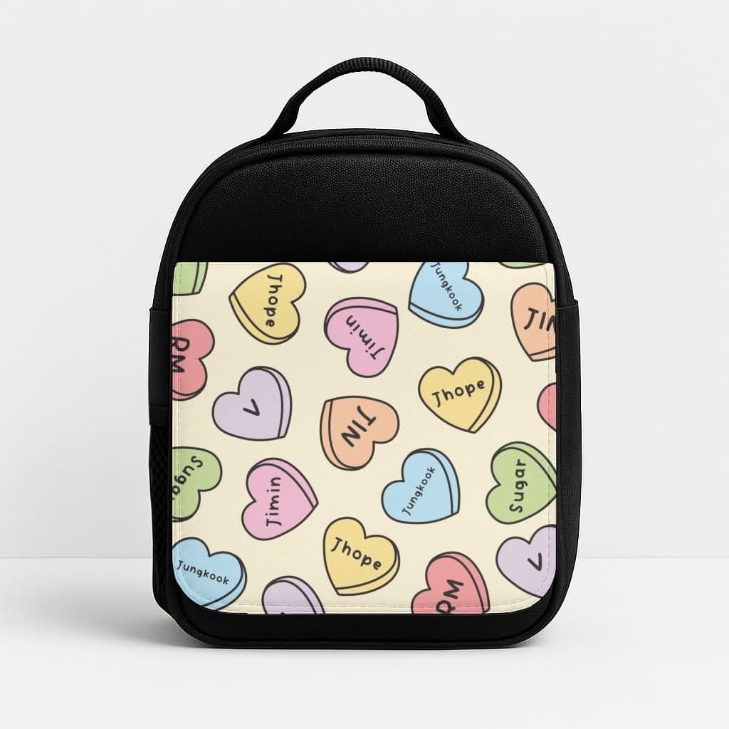 K-Pop Band Members Love Hearts Pattern Insulated Lunch Bag