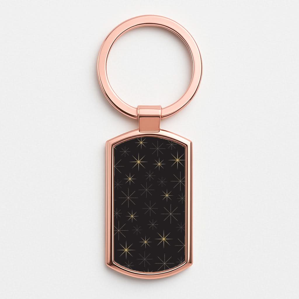 Christmas Gold Stars Pattern Rose Gold Keyring