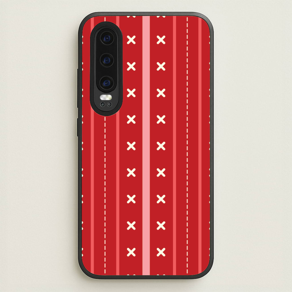 Stripes And Stitches Red Christmas Pattern Huawei P30 Case