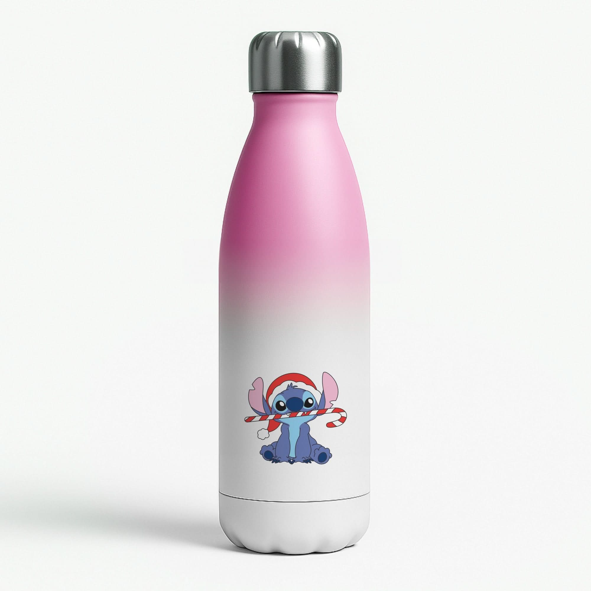 Cute Blue Alien Candycane Pink Water Bottle