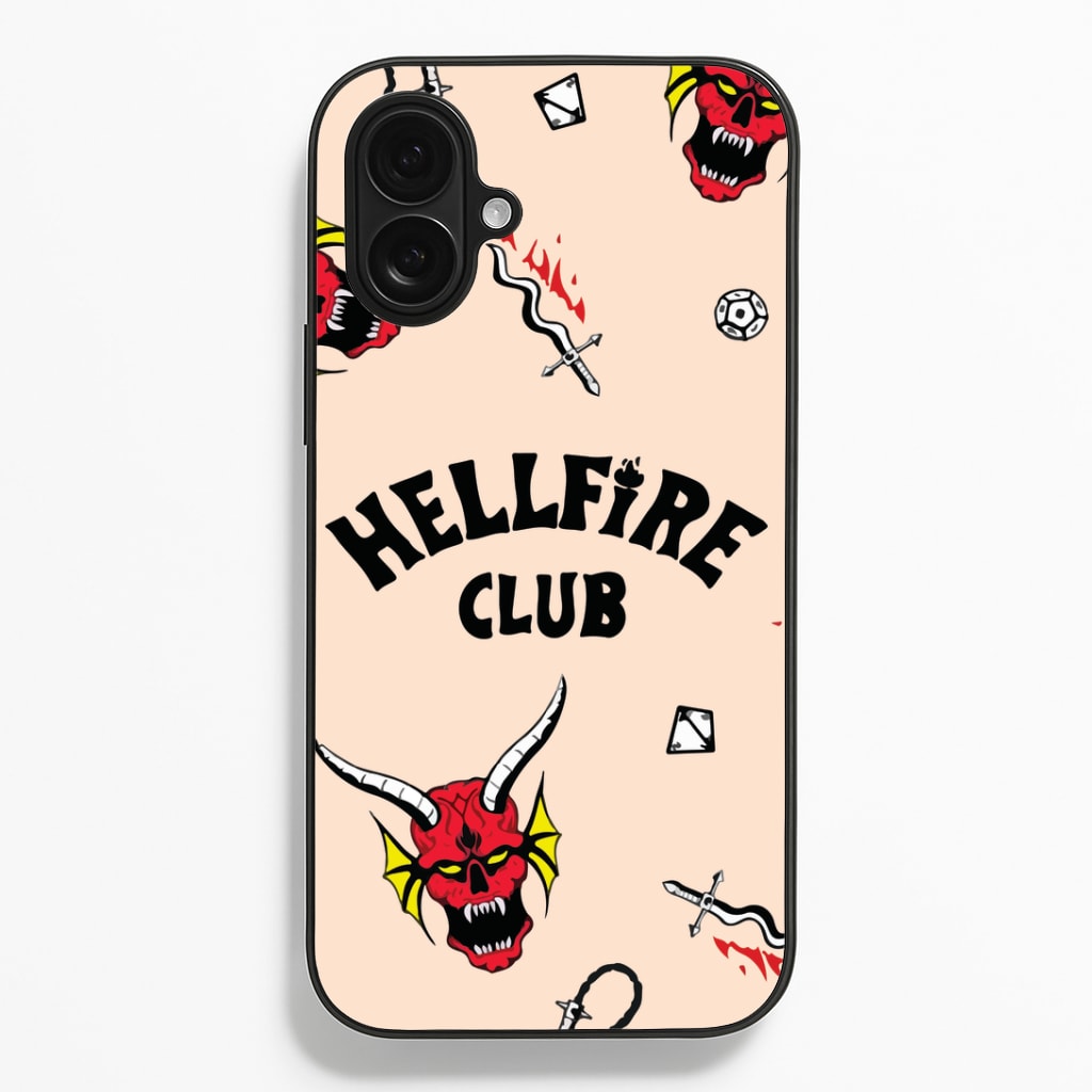 Hellfire Club Icons Collage Peach iPhone 16 Plus Case