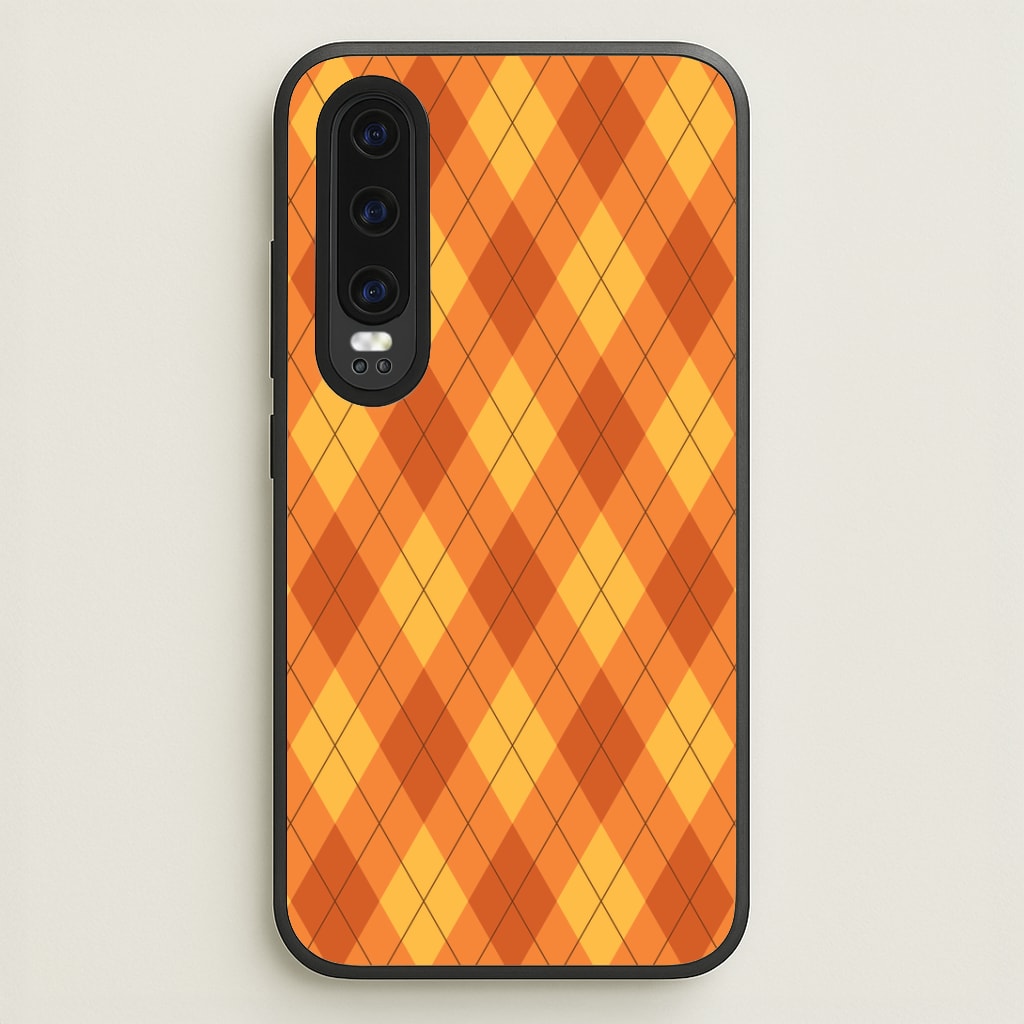 Orange Argyle Pattern Huawei P30 Case