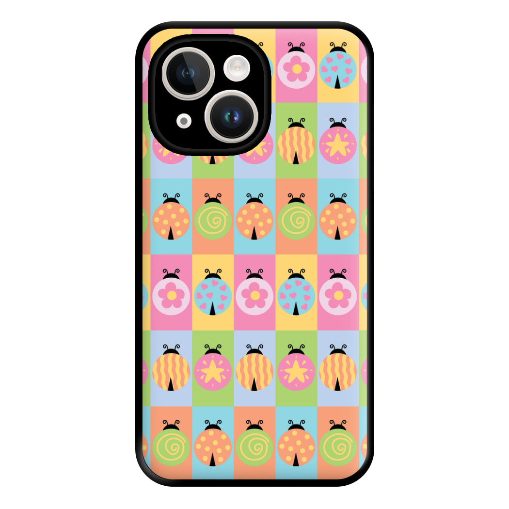 Cartoon Ladybugs Colourful Pattern iPhone 14 Plus Case
