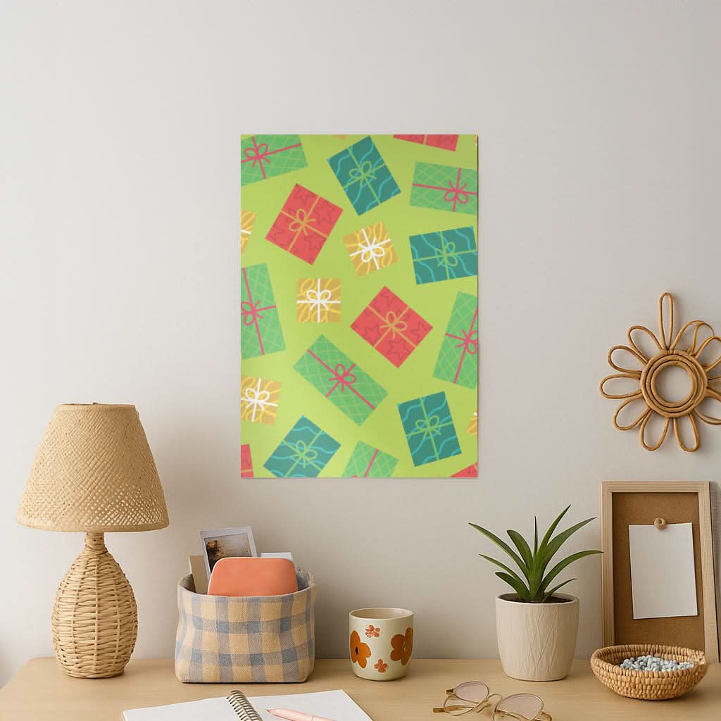 Colourful Abstract Christmas Presents Pattern Art Print
